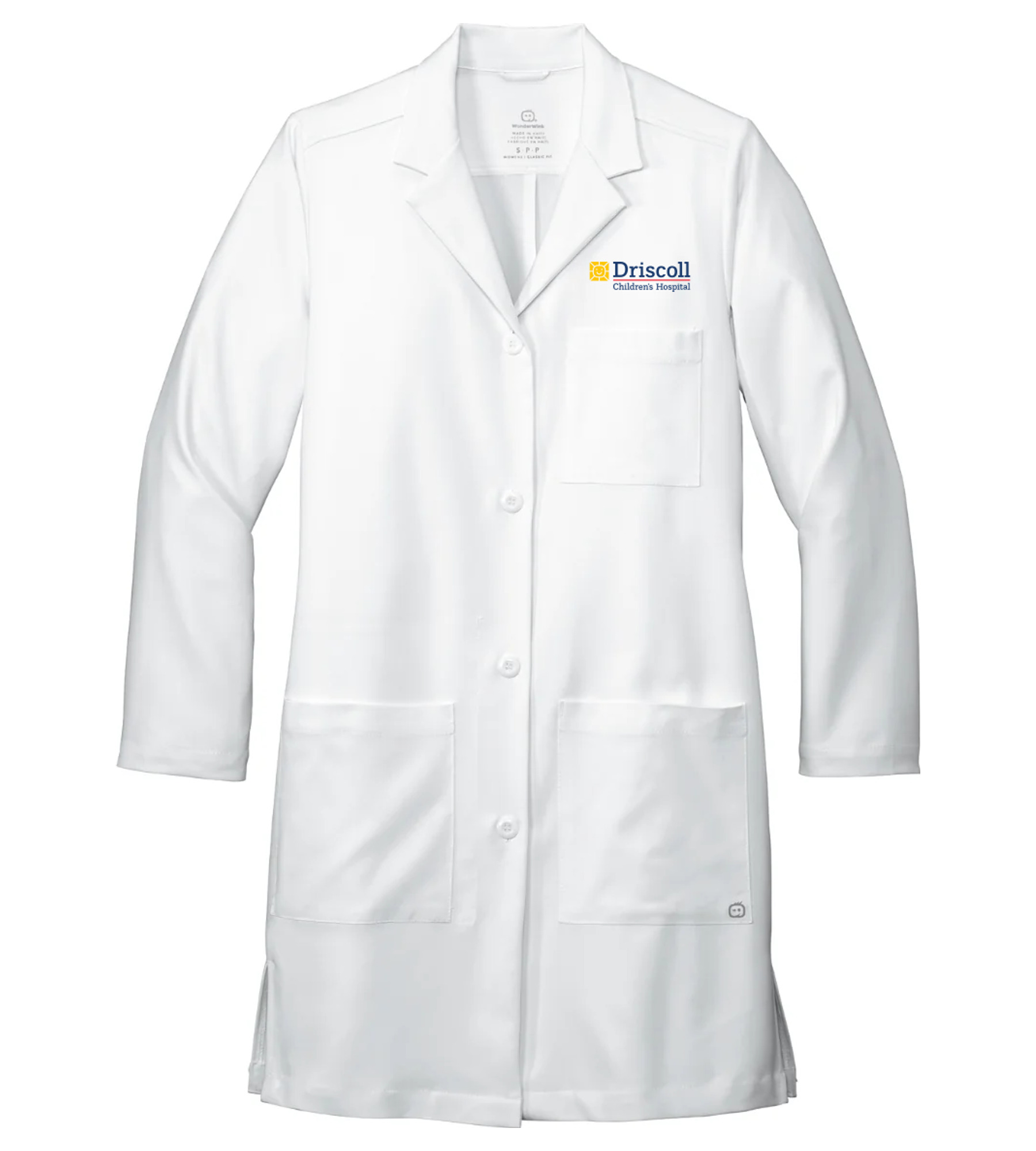Wink Women’s Long Lab Coat White with Driscoll Children's Hospital